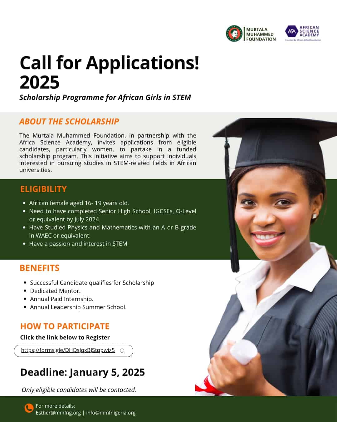 You are currently viewing Murtala Muhammed Foundation Scholarship 2024: Empowering the Future of African Students (Deadline: March 15, 2024)